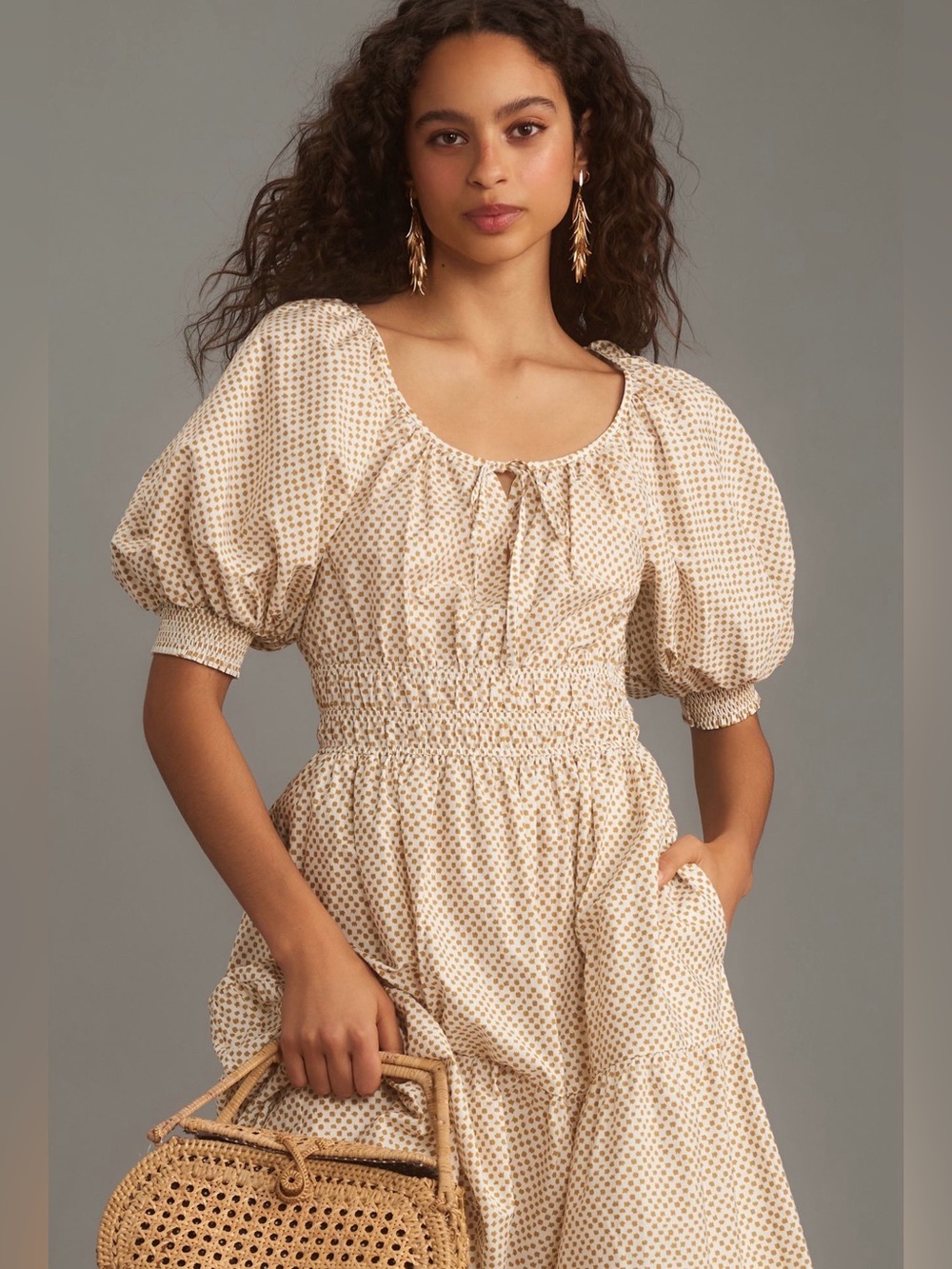 Anthropologie The Somerset Puff Sleeve Maxi Dress Size XS